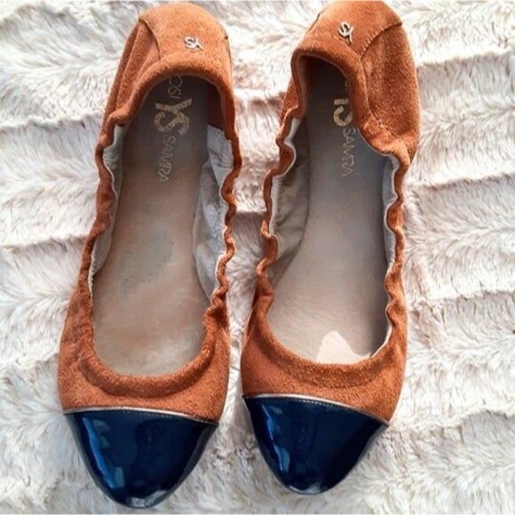 Yosi Samra Foldable Ballet Suede Flats Cap Toe Size 7 - Picture 1 of 8